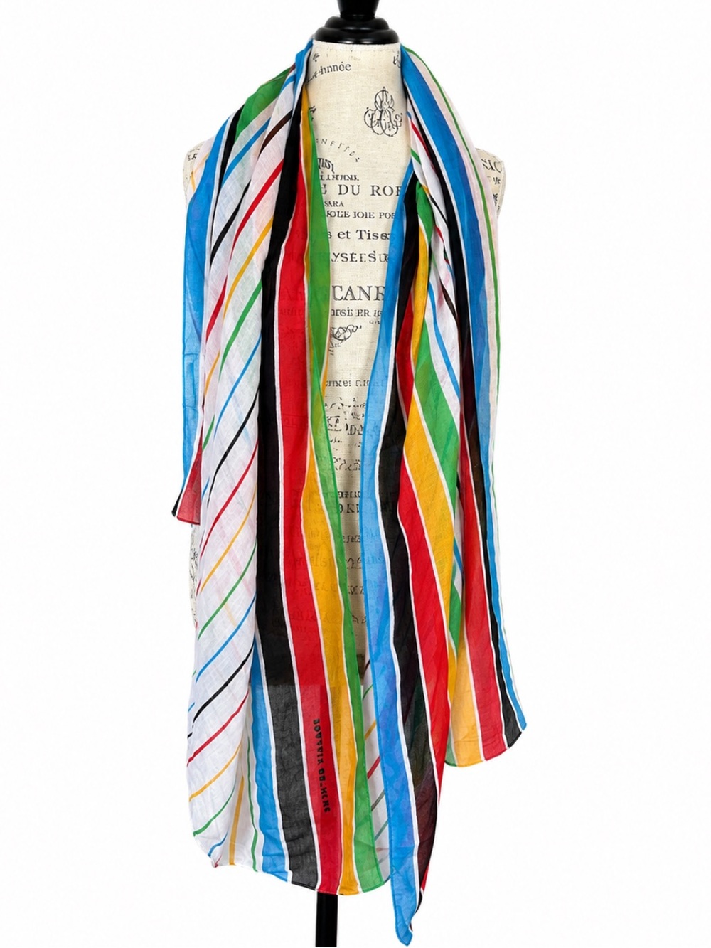 Printed Village Lightweight Scarf Multicolor Striped Spring Break Suzanne Jones
